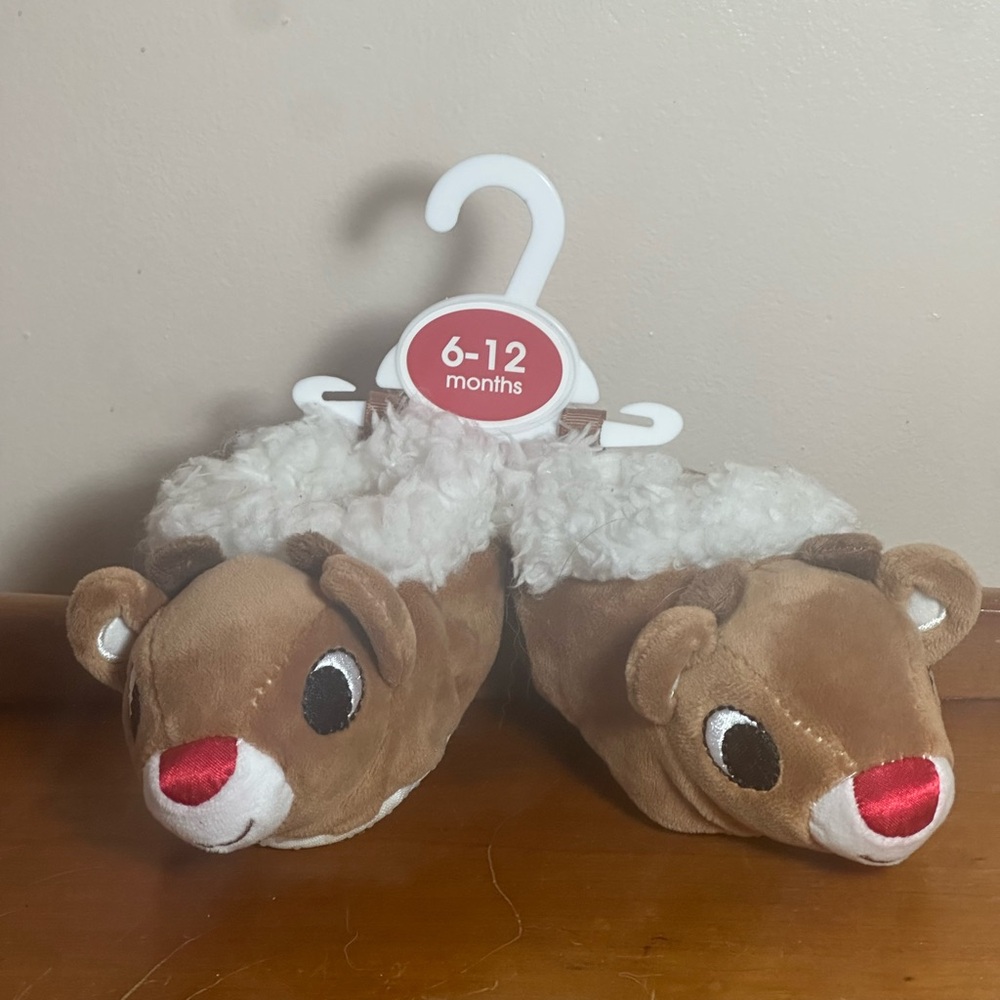 Rudolph Baby Slippers 6 - 12 months Rudolph The Red Nose Reindeer Christmas
